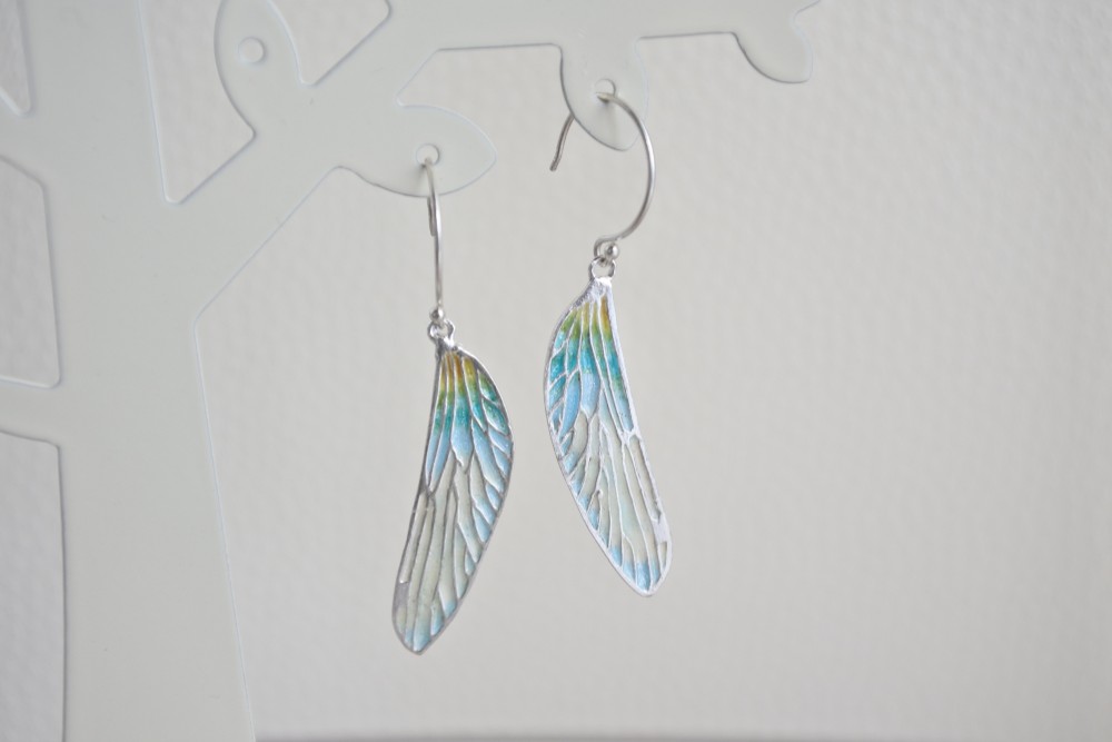 【銀七宝】蜻蛉の羽の耳飾り(淡色awairo)