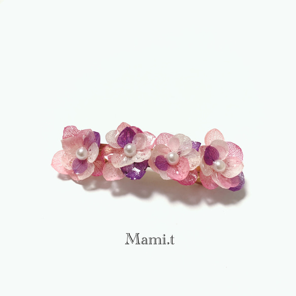 《Mami.t》  本物の紫陽花バレッタ 2枚目の画像