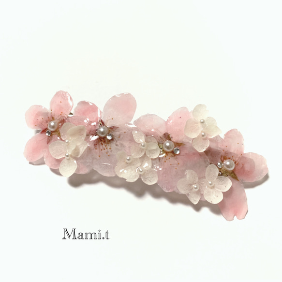 《Mami.t》  本物の桜のバレッタ(10cm) 1枚目の画像