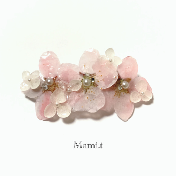 《Mami.t》  本物の桜のバレッタ(6cm) 1枚目の画像