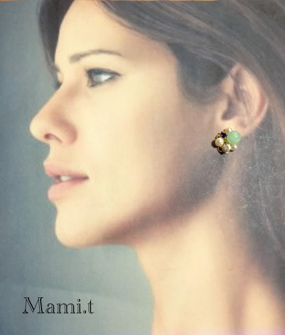 《Mami.t》天然石とパールのイヤリング 2枚目の画像
