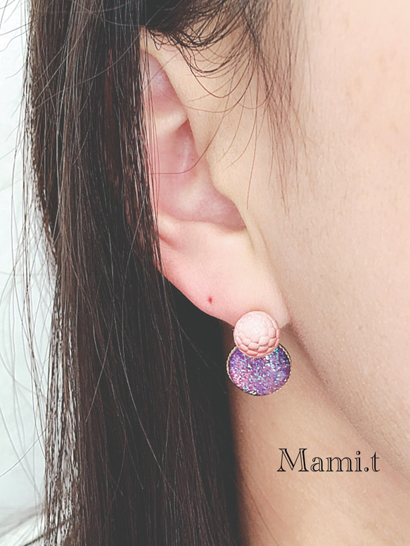 《Mami.t》 紫2way♡ピアス 1枚目の画像