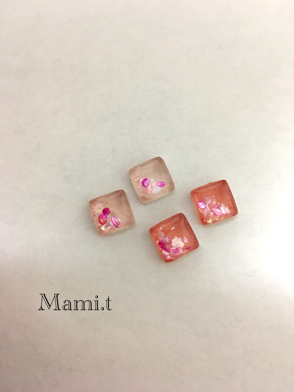 《Mami.t》 ピンクタイルのイヤリング 2枚目の画像