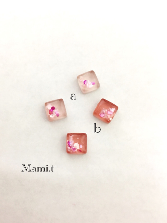 《Mami.t》 ピンクタイルのイヤリング 3枚目の画像