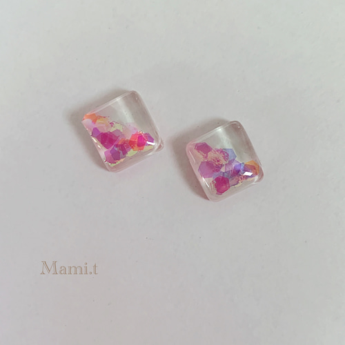Mami.t》ガラスタイルのイヤリング／ピアス イヤリング 