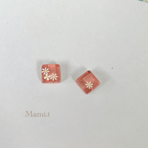 《Mami.t》  再販×3♡ ピンクタイル♡ピアスorイヤリング 1枚目の画像