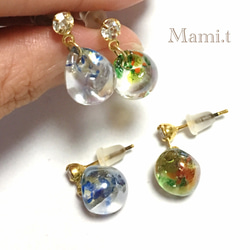 《Mami.t》   吹きガラス♡ピアス／ノンホールピアス 1枚目の画像