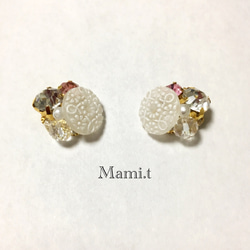 《Mami.t》   レースボタン♡イヤリングorピアス 2枚目の画像