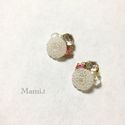 《Mami.t》   レースボタン♡イヤリングorピアス 3枚目の画像