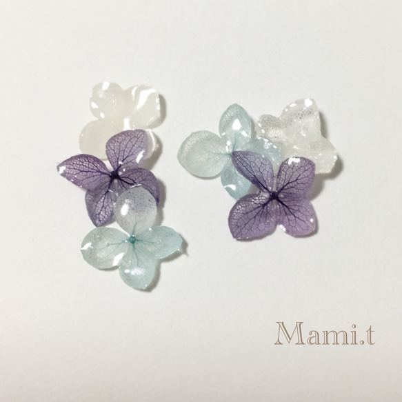 《Mami.t》 再販♡紫陽花のイヤリング／ピアス 2枚目の画像