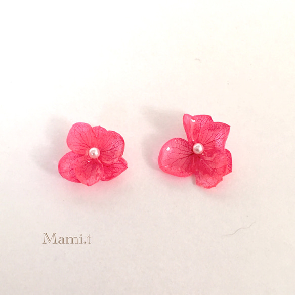 《Mami.t》 再販×4♡紫陽花 のピアス／ノンホールピアス 2枚目の画像