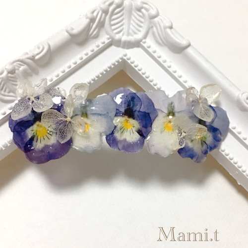 Mami.t》 ちっちゃなビオラと紫陽花のバレッタ バレッタ Mami.t 通販  