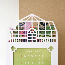2021色の温室の小さな庭のテーブルカレンダー//はがきサイズ 5枚目の画像