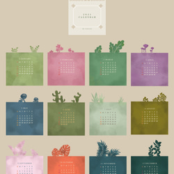 2021色の温室の小さな庭のテーブルカレンダー//はがきサイズ 9枚目の画像