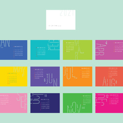 2021年簡約彩色通花數字桌曆 // 明信片尺寸 第6張的照片