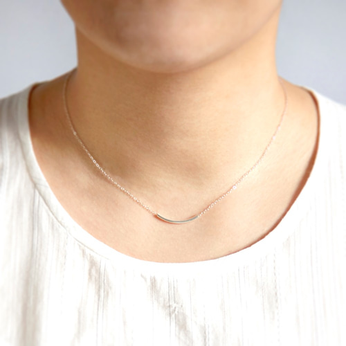 手作りカーブしたシルバーチューブの魅力925シルバー鎖骨ネックレス  