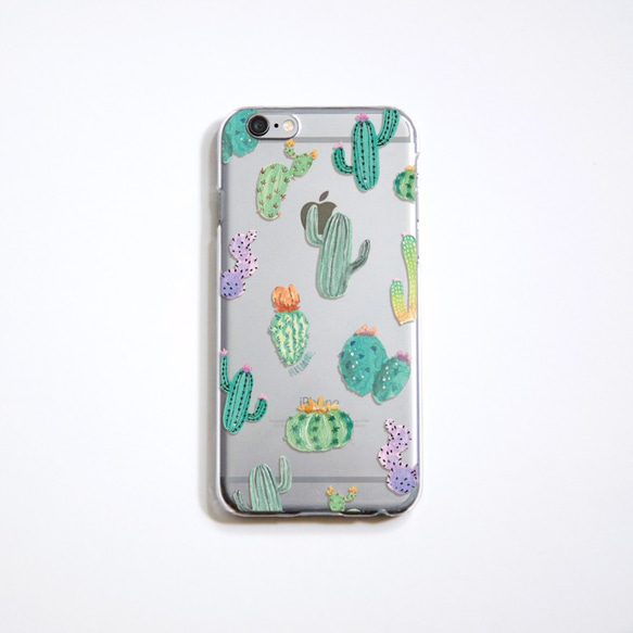 水彩風微浮雕 仙人掌圖案手機殼 // Phone Case 第6張的照片