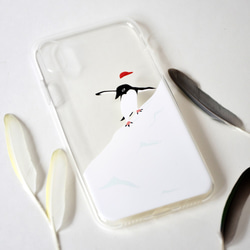 簡約風微浮雕 滑雪小企鵝圖案手機殼 // Phone Case 第2張的照片