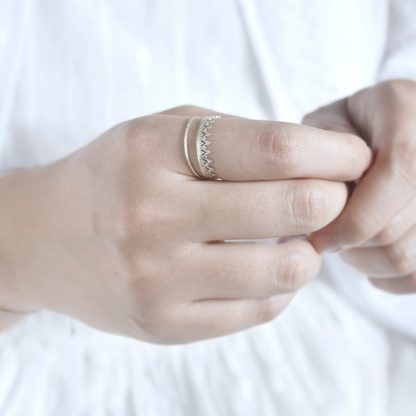 手工製簡約蕾絲邊款925銀戒指 // Lace Ring 第3張的照片