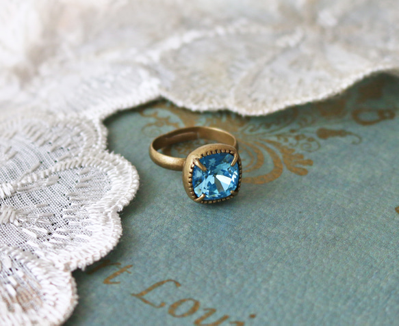 ◆施華洛世奇，海藍寶石，一粒戒指 第2張的照片