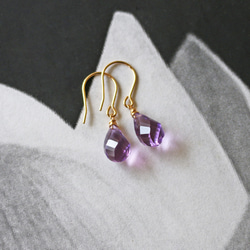 ◆K14gf，寶石級紫水晶，簡單耳環，耳環，二月誕生石 第4張的照片