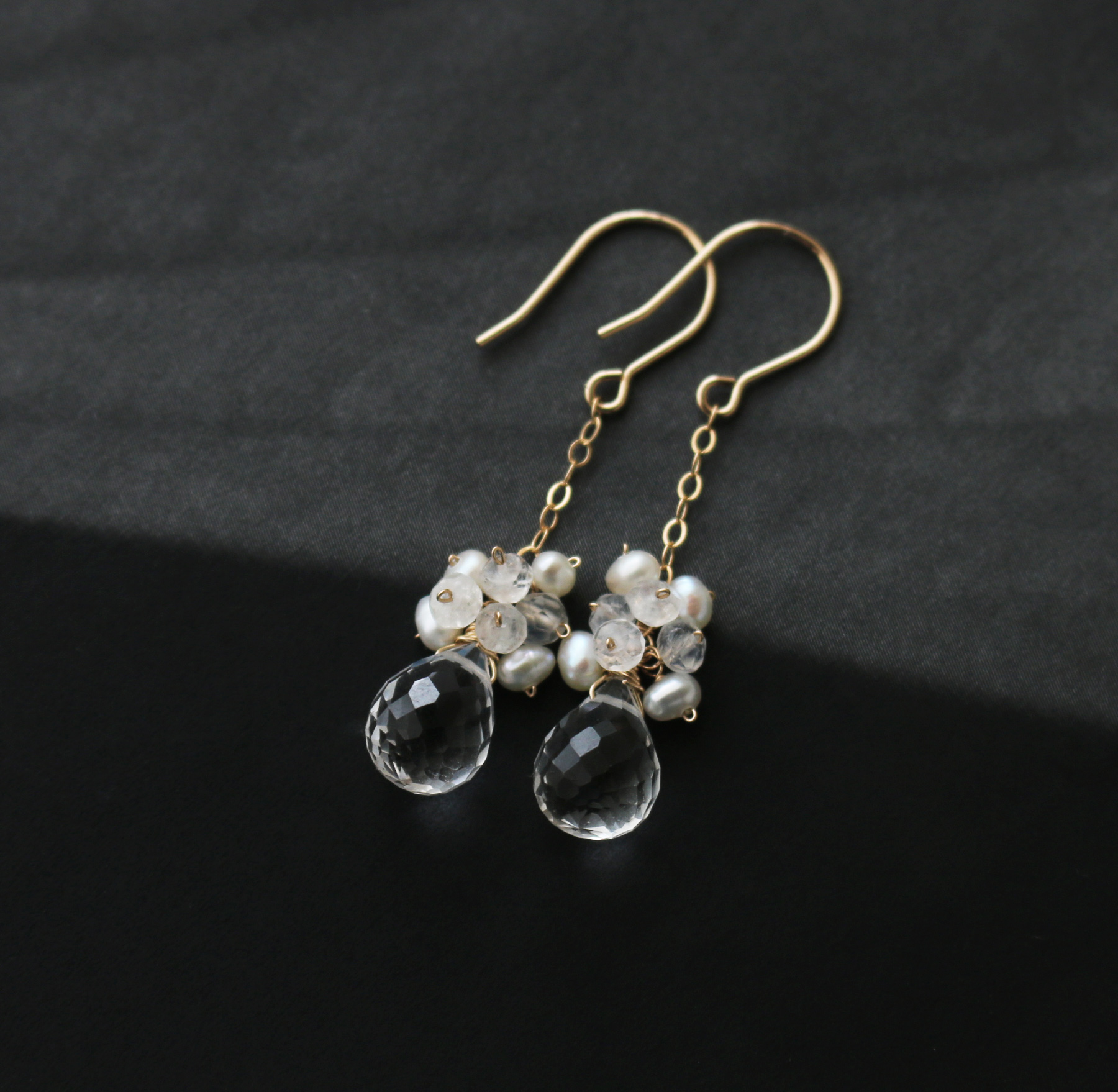 FuMi 未使用 K14WG製 淡水ブルーベビーパール リングピアス