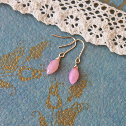 ◆K14 gf，粉紅色蛋白石，簡約連體耳環，耳環 第3張的照片