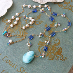 ◆K14gf，拉里默，藍晶石，淡水珍珠，磷灰石，N，一個點產品 第3張的照片