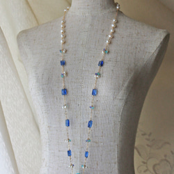 ◆K14gf，拉里默，藍晶石，淡水珍珠，磷灰石，N，一個點產品 第4張的照片