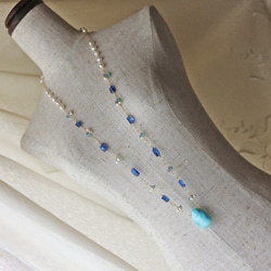 ◆K14gf，拉里默，藍晶石，淡水珍珠，磷灰石，N，一個點產品 第8張的照片