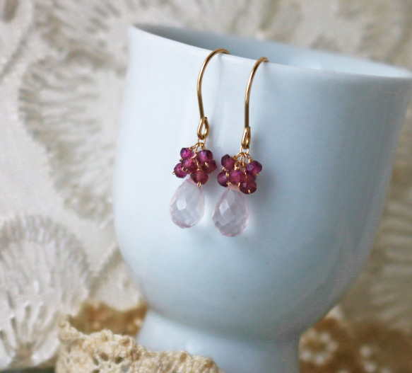 K14GF　ローズカット　ガーネット　ピアスチャーム　GA　チャーム K14GF ローズカット ガーネット ピアスチャーム GA チャーム