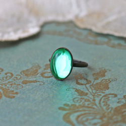 ◆捷克草，鈾玻璃，凡士林玻璃，簡單的戒指 第1張的照片