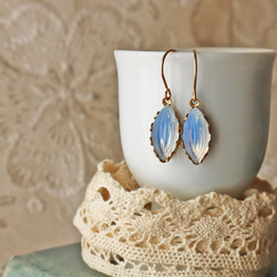 ◆K14gf，古董玻璃，藍色薩布麗娜，簡單，耳環，耳釘 第1張的照片