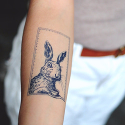 LAZY DUO { 組合03 } 手繪剌青紋身貼紙 藍 兔 玫瑰 甲蟲 禮品 箭 簡約 精靈  曼陀羅 月亮 水母 心 第3張的照片