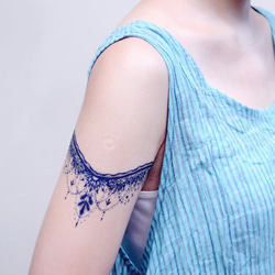LAZY DUO 組合06 貼るTATOO 一時的な入れ墨 タトゥーステッカー ローズ 青 簡素 刺青 星 羽根 綺麗 2枚目の画像