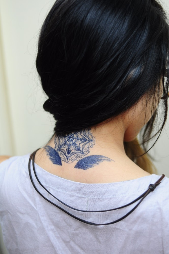 LAZY DUO 貼るTATOO 一時的な入れ墨 タトゥーステッカー 幾何 星 可愛 青 手描き 花 綺麗 流星 丸 円 3枚目の画像