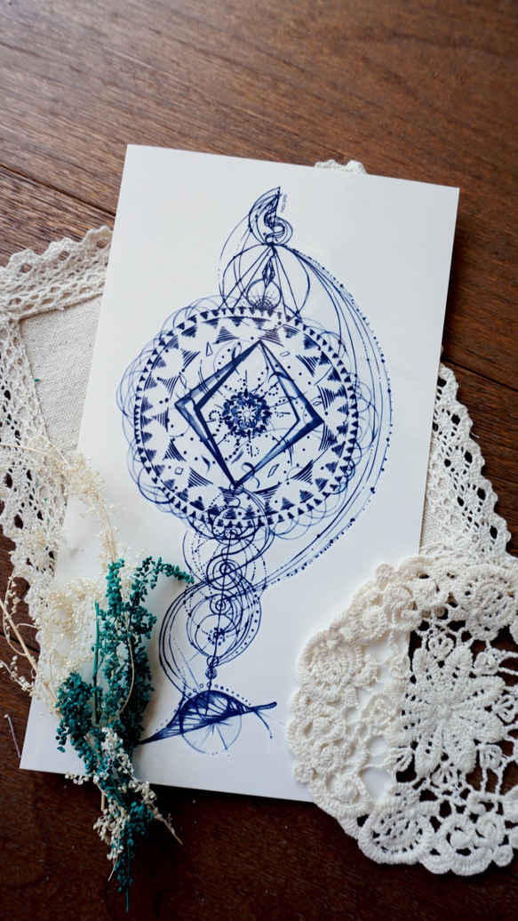 一時的な入れ墨 タトゥーステッカー 幾何 絵を描 星 夏 青 自然 手描き 綺麗 可愛い 月 花 Tatoo ウイング 4枚目の画像