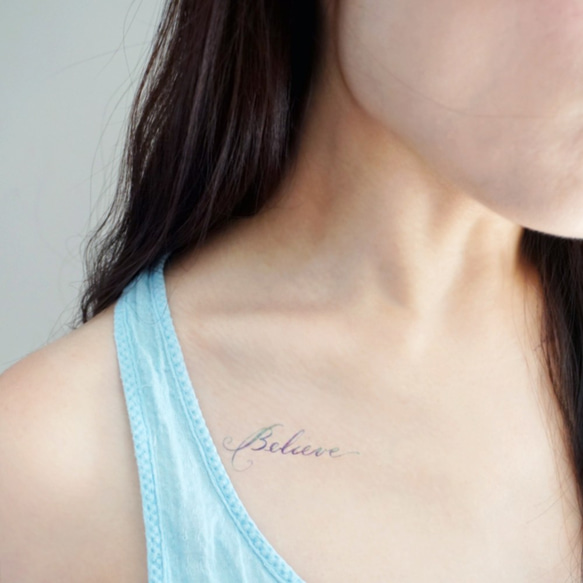 LAZY DUO 貼るTATOO 一時的な入れ墨 タトゥーステッカー 励ます Believe 幸せな 信じます 書き込み 2枚目の画像