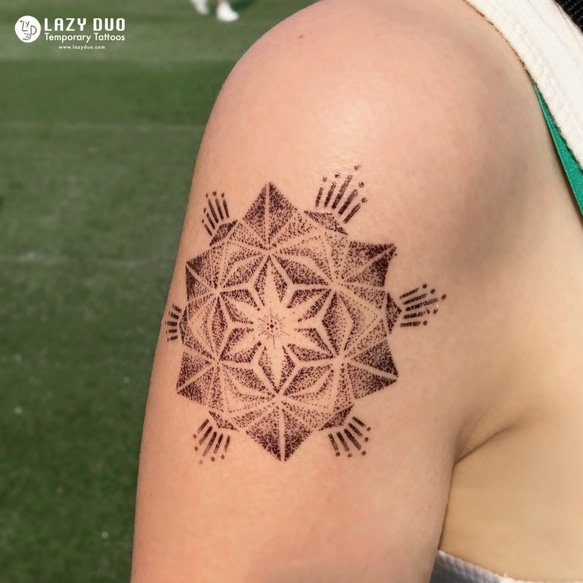 LAZY DUO TATOO J08 灰 黑 幾何 水彩 手繪紋身貼紙  唯美 圓形 塔羅 夢 三角 鑽石 henna 第3張的照片