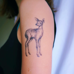 LAZY DUO 貼るTATOO 一時的な入れ墨 タトゥーステッカー 水彩 動物 可愛 草木 綺麗 鹿 シカ BAMBI 4枚目の画像