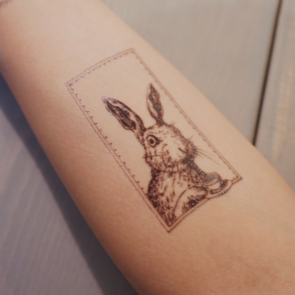 手繪動物圖案紋身貼紙 刺青 簡約 兔子 可愛 心臟 禪風 防水 防敏感 唯美 塔羅 花貓 花猫 藝術｜LAZY DUO 第4張的照片