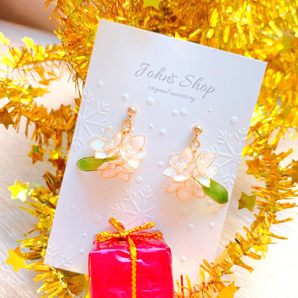 クリスマスローズのイヤリング(ピアス)選べる金具6種類♪ 5枚目の画像