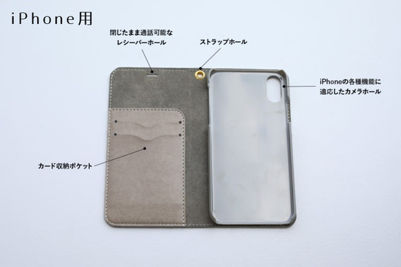 光絵「満ちて開くblue」手帳型スマホケース【受注生産】 3枚目の画像