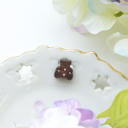 手工木質針狀耳環  “小熊”  純銀耳針 單隻 禮物訂製 第1張的照片