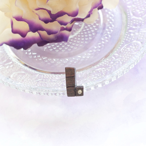 手工木製耳環 “拼圖 － L”   單個 純銀耳針 禮物訂製 第1張的照片