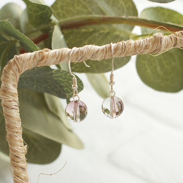 奧地利粉紅水晶垂墜純銀耳環 禮物訂製 (可改夾式耳夾) 第1張的照片