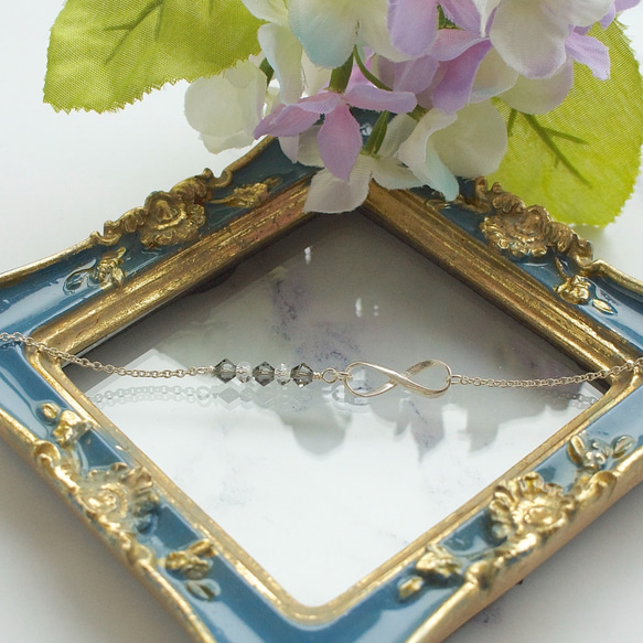 無限 奧地利水晶 手工純銀手鍊 禮物訂製 第1張的照片