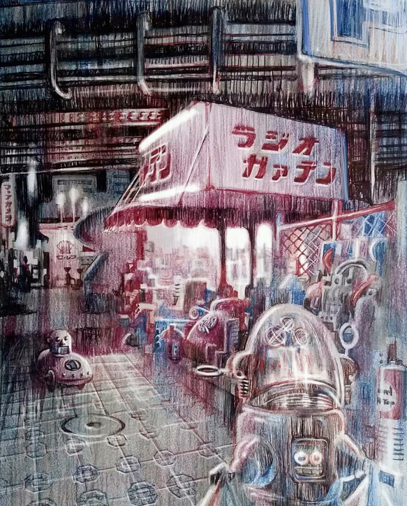 アート原画 『reexamine』30×40 現代アートk.m 2023年7月製作＊】雷神（F3号） 風神雷神 現代アート