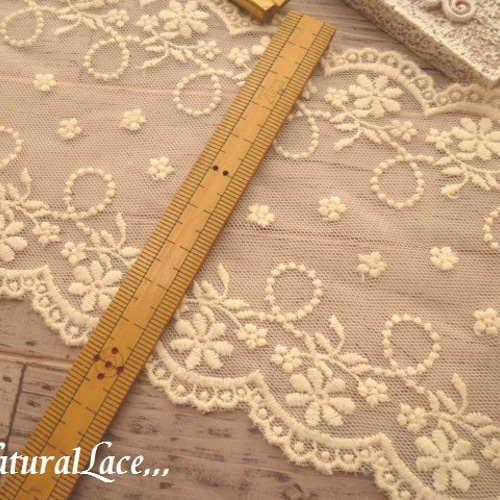 50cm350円□幅広タイプ コットン チュール 生成り アンティーク