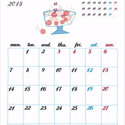 月曜始まり2018年カレンダー（クリップなし） 1枚目の画像